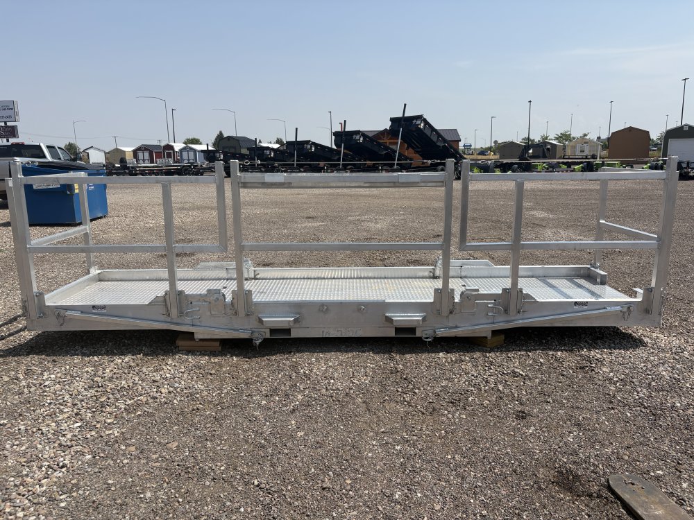 Walk Plank, 16' Aluminum Bi-fold Scaffolding, With Railing & Tool Tray, For Forklift or Telehandler