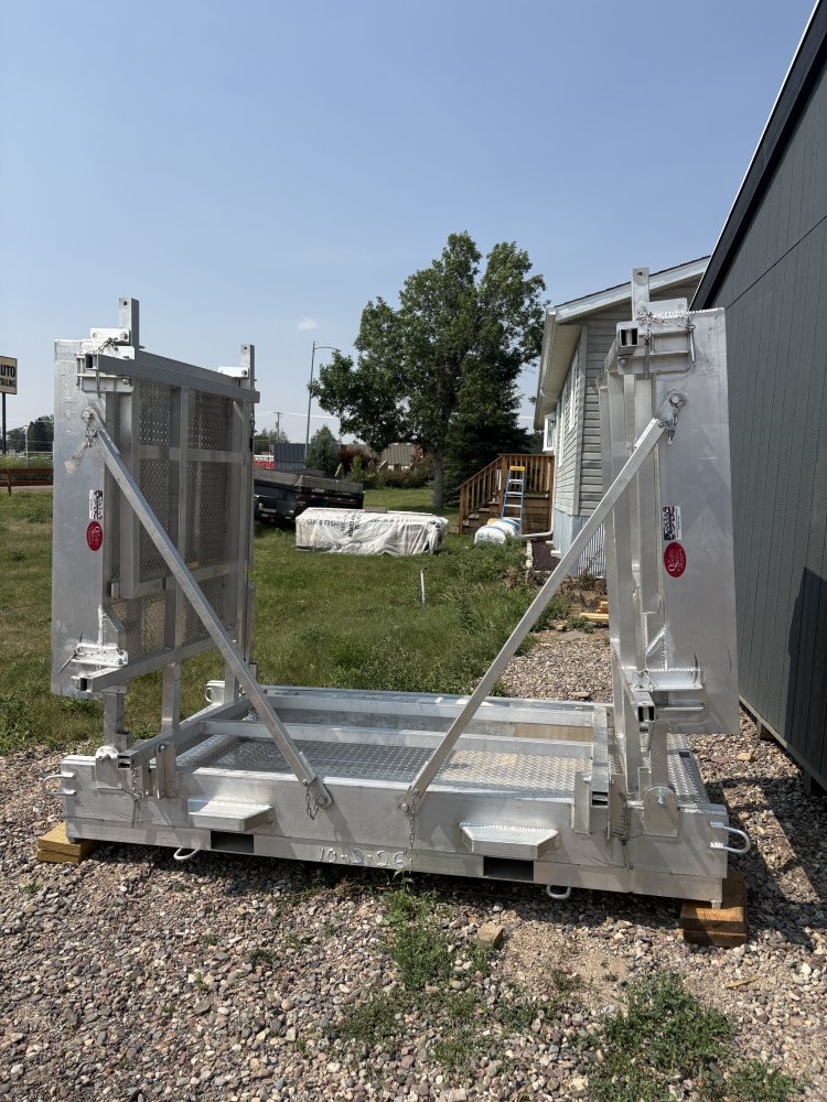 Walk Plank, 16' Aluminum Bi-fold Scaffolding, With Railing & Tool Tray, For Forklift or Telehandler