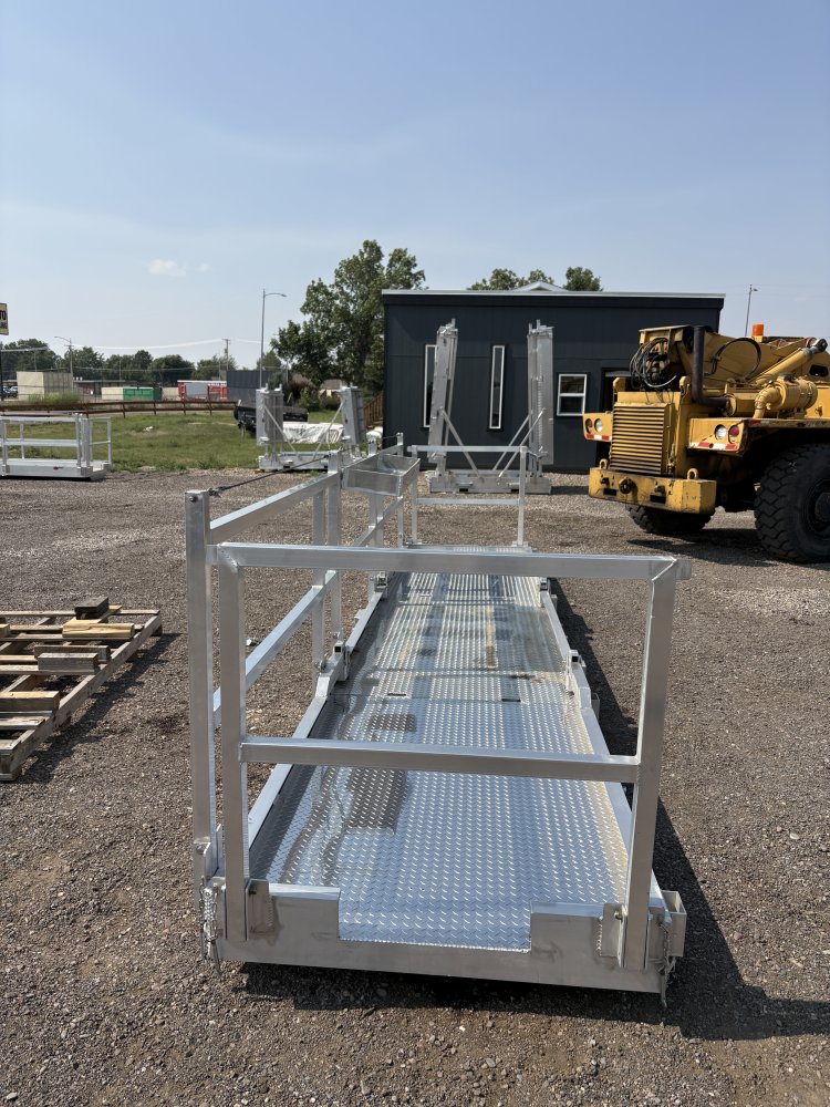 Walk Plank, 20' Aluminum Bi-fold Scaffolding, With Railing & Tool Tray, For Forklift or Telehandler