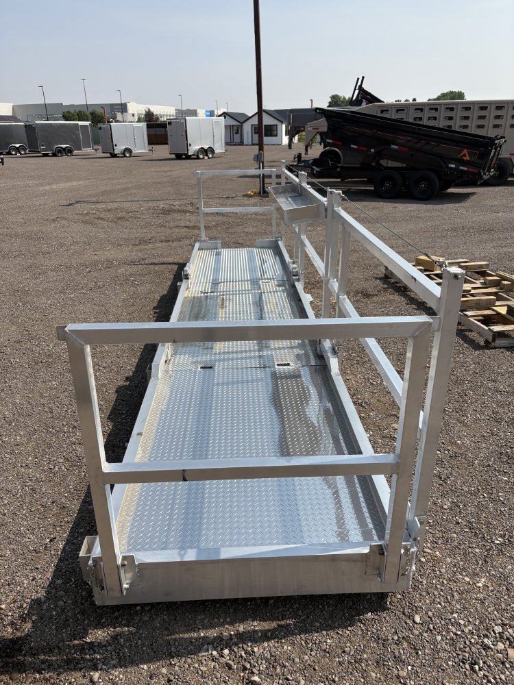 Walk Plank, 20' Aluminum Bi-fold Scaffolding, With Railing & Tool Tray, For Forklift or Telehandler