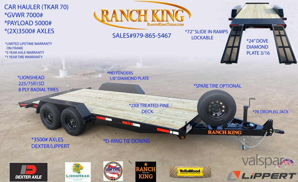 82"x16' Ranch King Flatbed Car Hauler