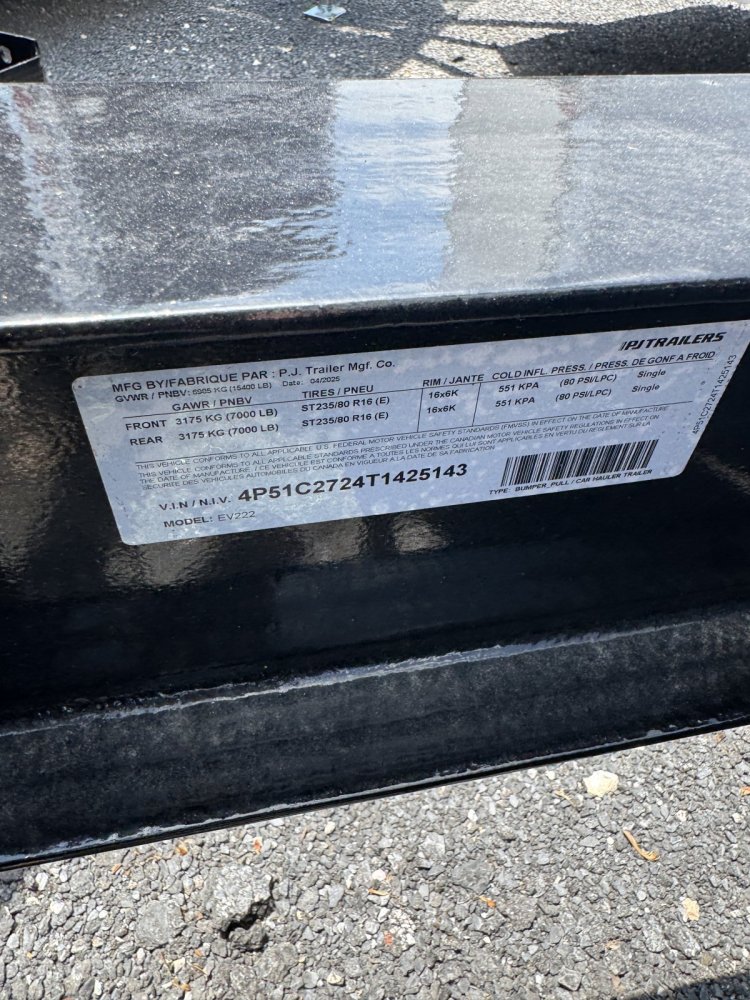 7x22 PJ Trailers Equipment