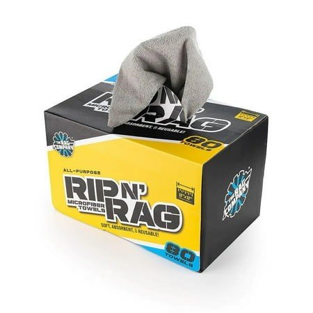 The Rag Company RIP N RAG 12 X 12 All-Purpose Microfiber Towel Grey - 80 Count