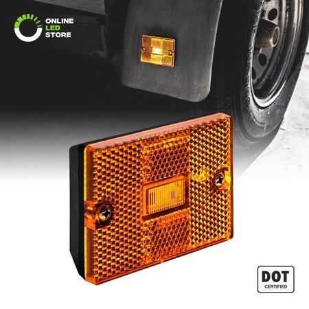 Amber LED Side Marker Light DOT Certified IP67 Waterproof Integrated Reflector for Utility Boat Trai