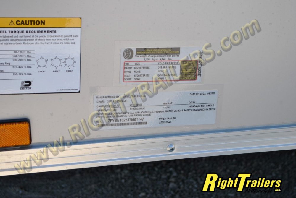 2026 7X16 ANVIL Cargo Trailer