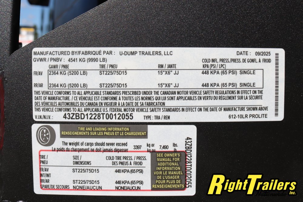 2026 6X12 U-Dump Dump Trailer