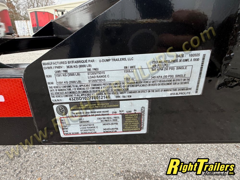 2026 6X10 U-Dump Dump Trailer