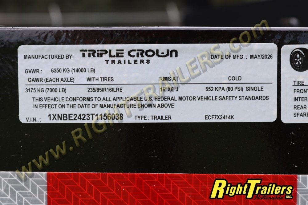 2026 7X24 Triple Crown Equipment Trailer