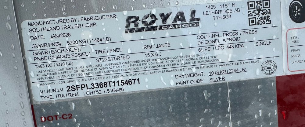 7' 6"x14+vnose Southland Royal Cargo Enclosed