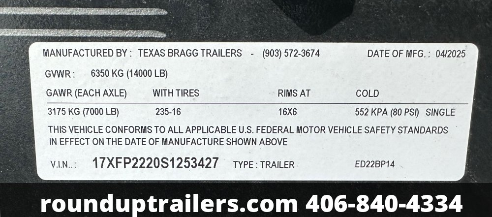 7'x22' Texas Bragg Equipment