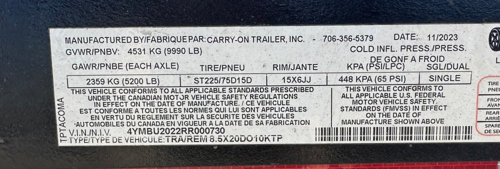 8' 6"x20' Carry On Equipment