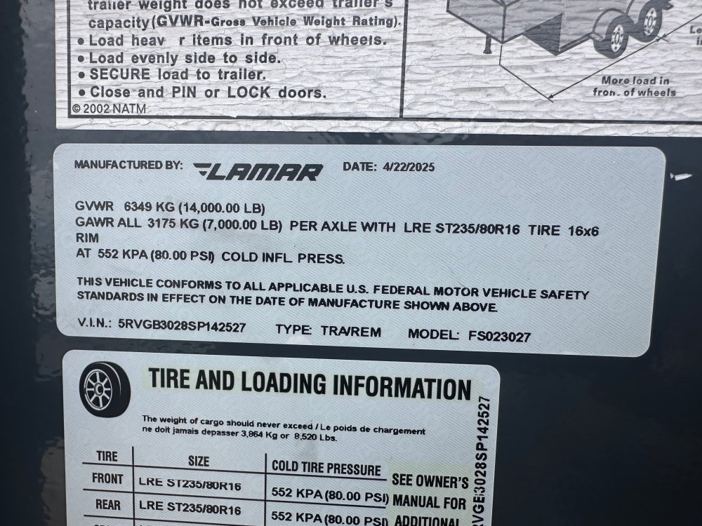 8' 6"x25+5 Lamar Flatbed