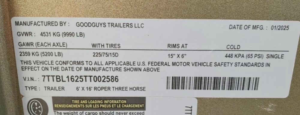 7'x16' Good Guys Horse