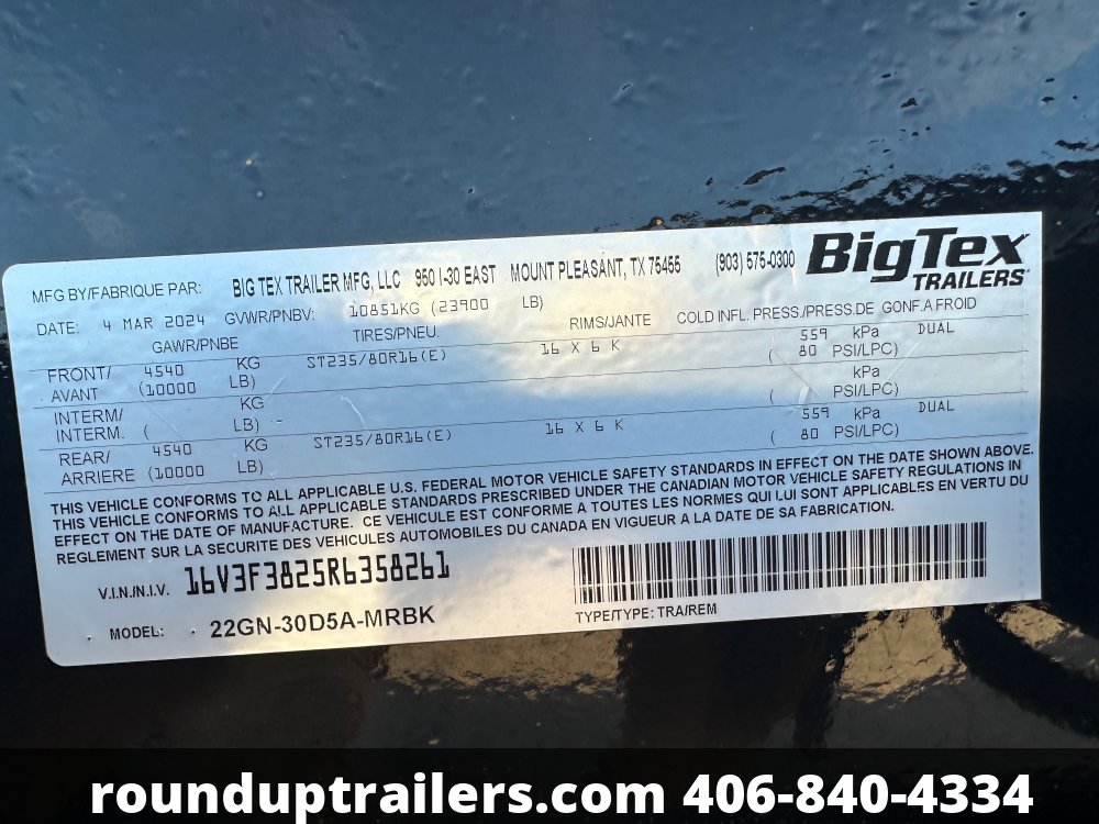 2025 Big Tex 25+5 gooseneck 22GN