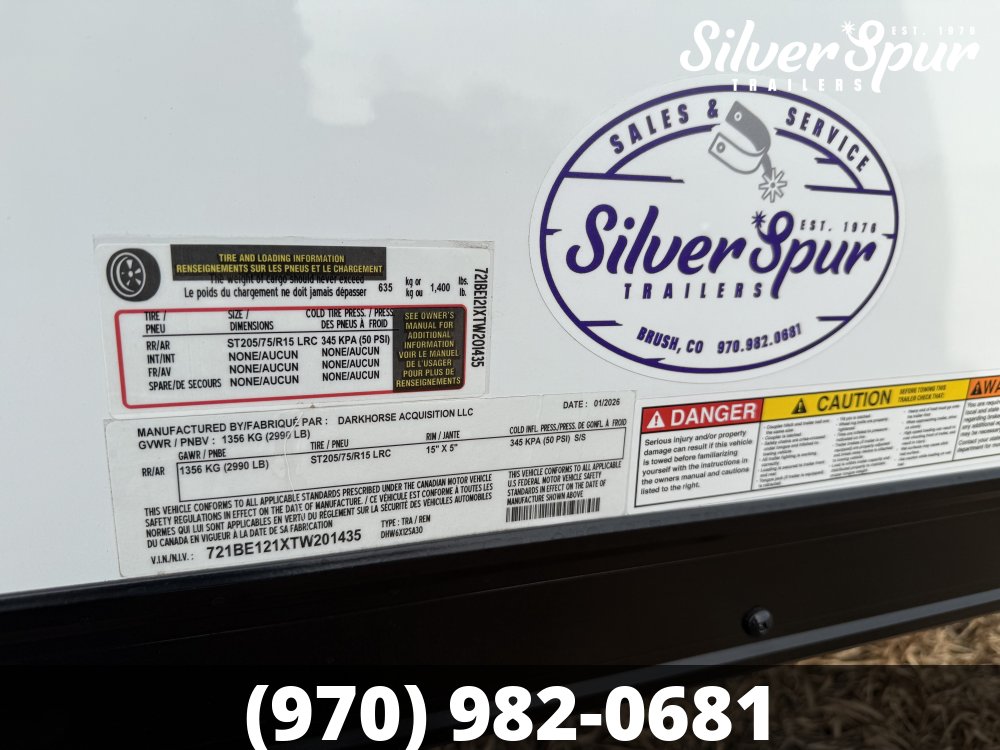 2026 Darkhorse Cargo 6x12 Enclosed Cargo Trailer