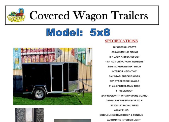 5'x8' COVERED WAGON Enclosed