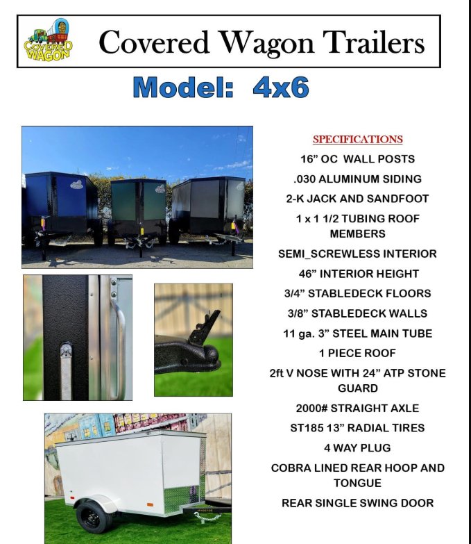 4'x6' COVERED WAGON Enclosed