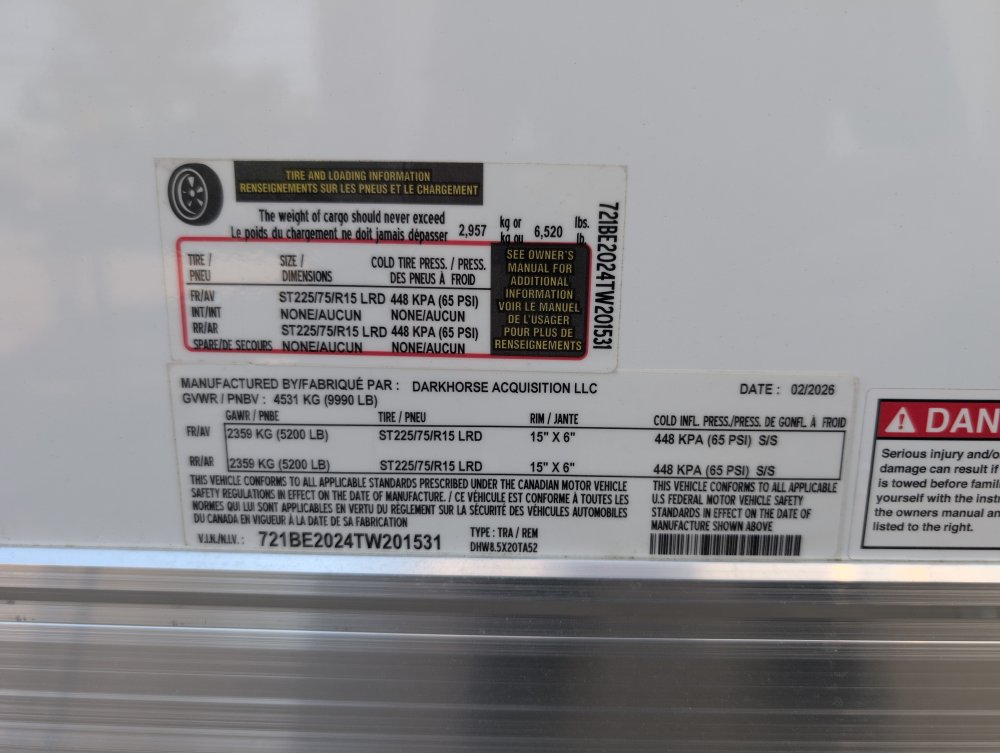 8.5'x20' DARKHORSE Enclosed