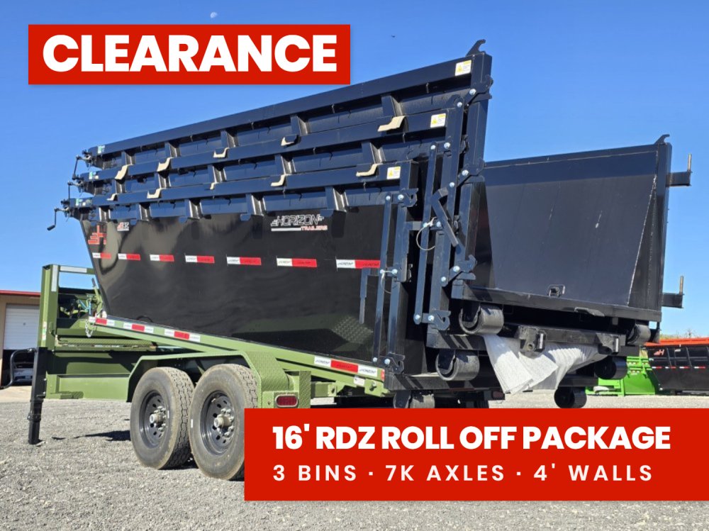 Horizon 16' RDZ GN Roll off Bundle (2) 7k Axles + 3 Bins w/ 4' Walls