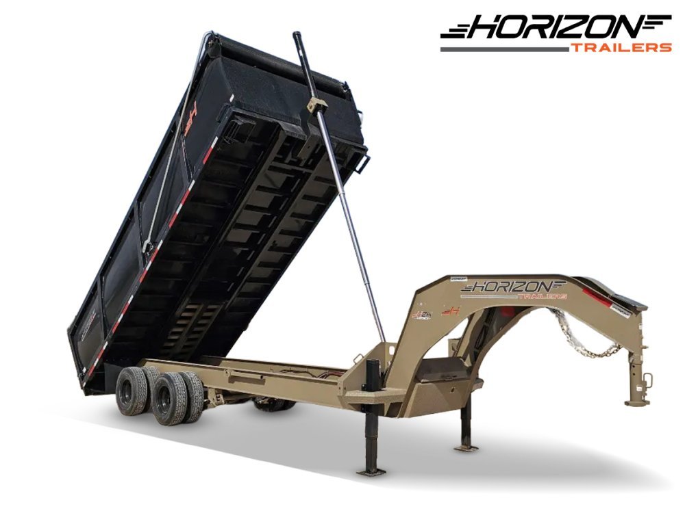 20 Horizon HZH Gooseneck Dump Trailer 48" Side Walls Hydraulic Jacks Telescopic - (2) 10K Axles