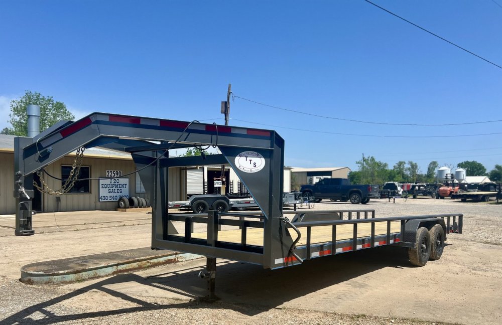 24' Gooseneck Heavy Pipe Rail Equipment Trailer - 6K Axles - Slide In Ramps