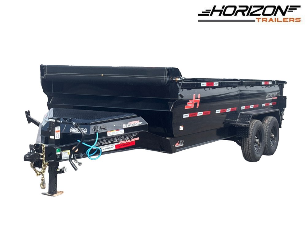 16' LZ7 Dump Trailer 38" Walls - Scissor Lift - 14K GWVR - 14ply Tires - 3 Way Door - Ramps