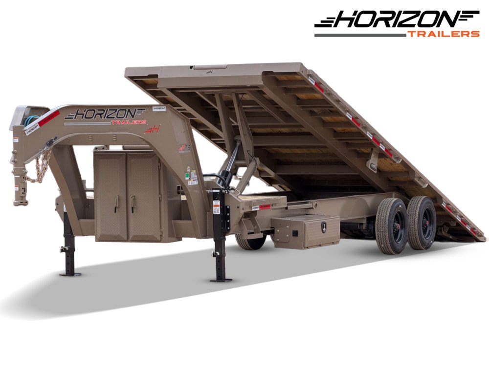 28' Horizon FTS Gooseneck Hydraulic Deckover Tilt Trailer - (2) 10K Axles