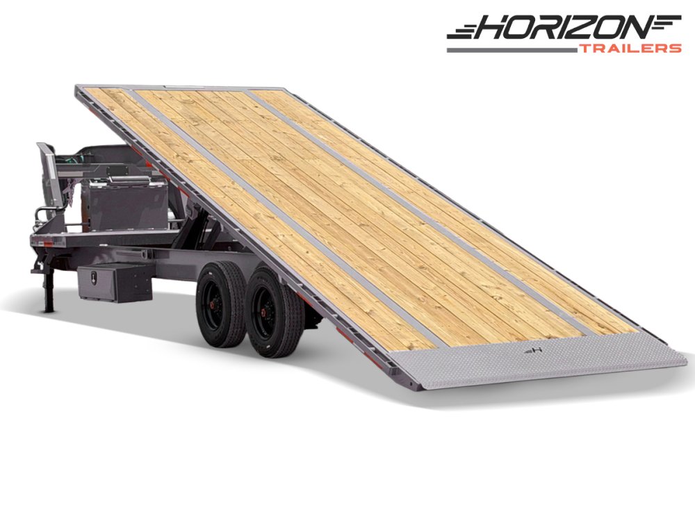 28' Horizon FTS Gooseneck Hydraulic Deckover Tilt Trailer - (2) 10K Axles