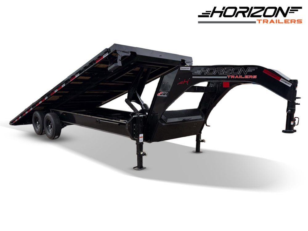 24' Horizon FFT Gooseneck Full Deckover TIlt Trailer - (2) 7K Axles
