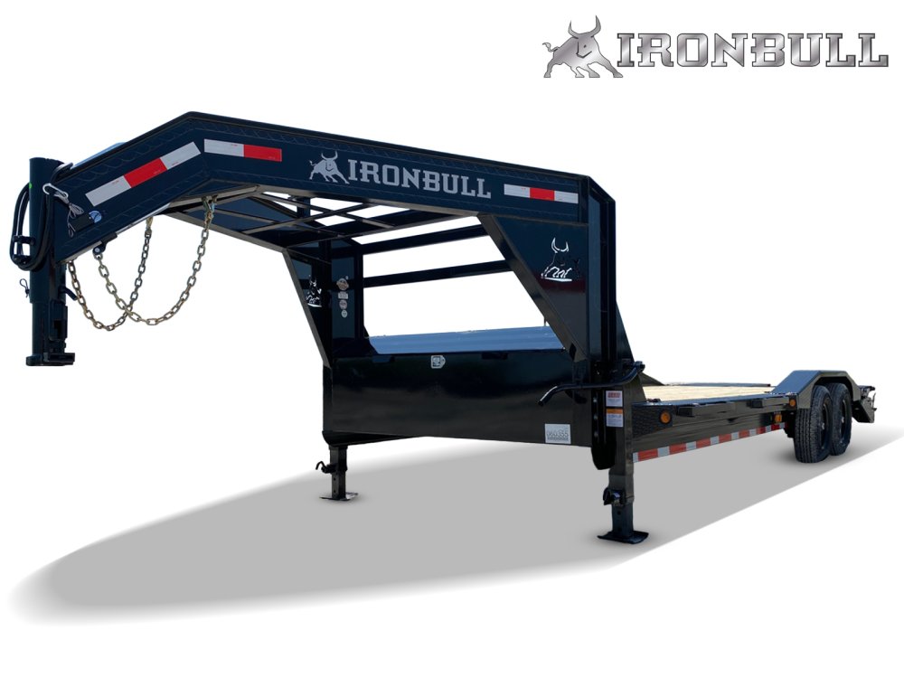 26' Iron Bull ETG Gooseneck Equipment Trailer Mega Ramps Drive Over Fenders - (2) 7,000 lb Axles