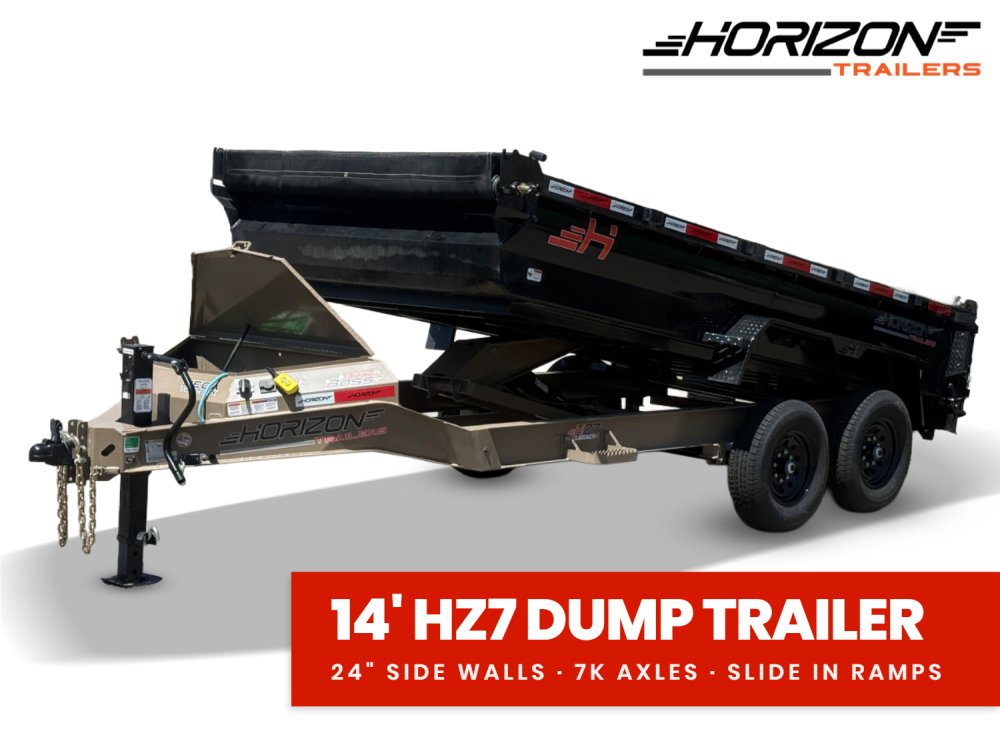 14' Horizon HZ7 Bumper Pull Dump Trailer 24" Side Walls - (2) 7K Axles