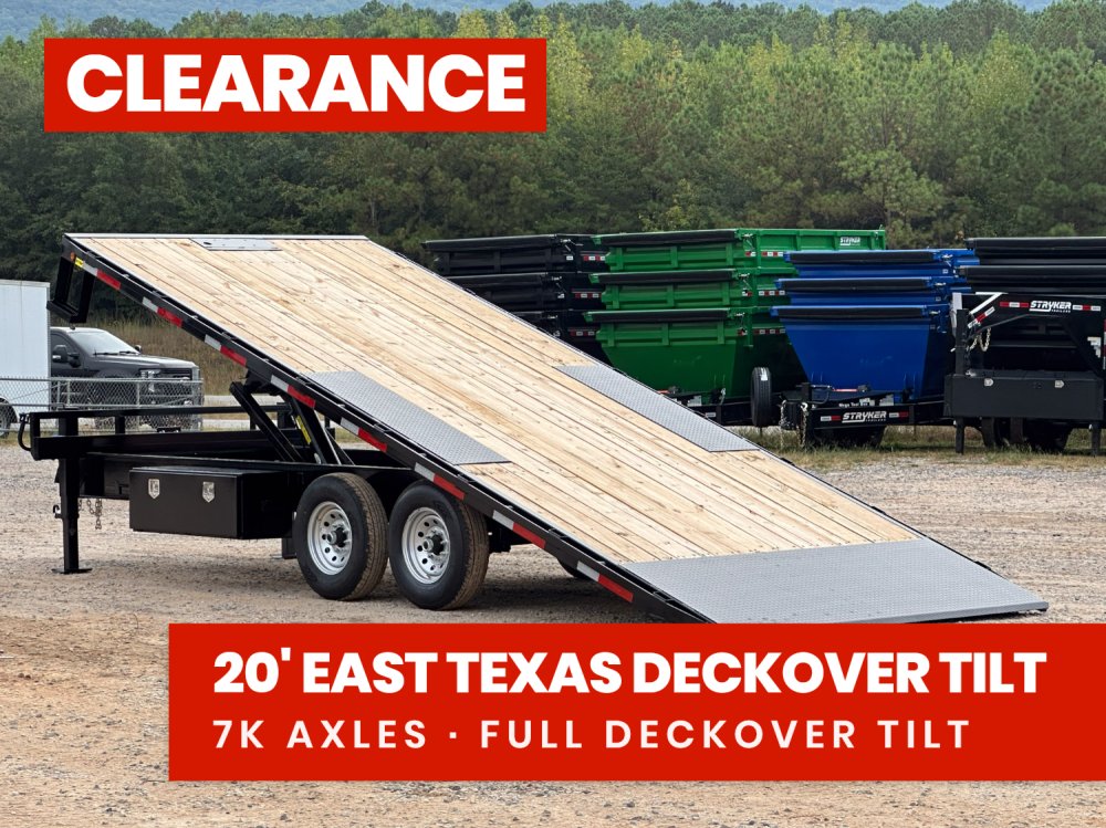 22' Bumper Pull Tilt Deckover Trailer - 7k Axles