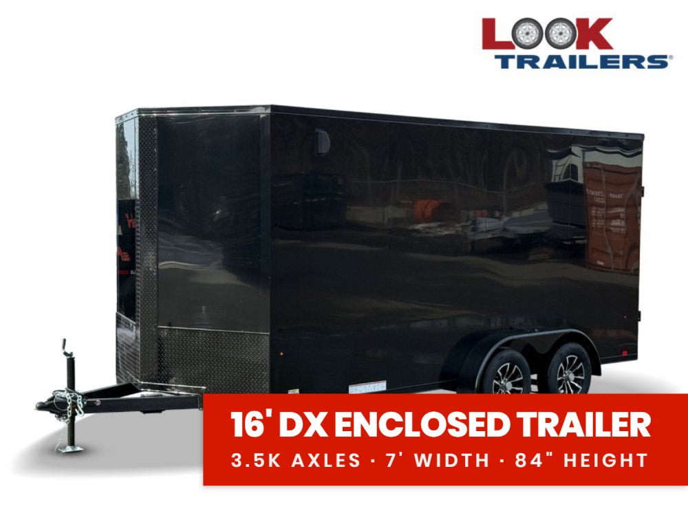 7 x 16 DX 7K Flat Top V Nose Enclosed - (2) 3500 lb Axles