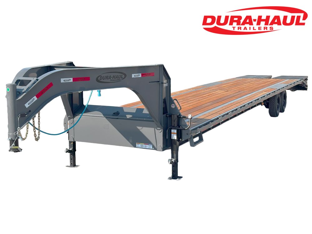 40' Dura-Haul DKO Gooseneck Hotshot Non-CDL Deckover Trailer Mega Ramps - (2) 8K Axles - Charcoal