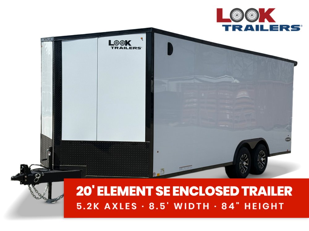 8.5 x 20 Look Trailers Element SE Flat Top V Nose Enclosed Trailer - (2) 5.2k lb Axles