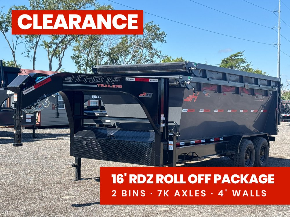 Horizon 16' RDZ GN Roll off Bundle (2) 7k Axles + 2 Bin w/ 4' Walls