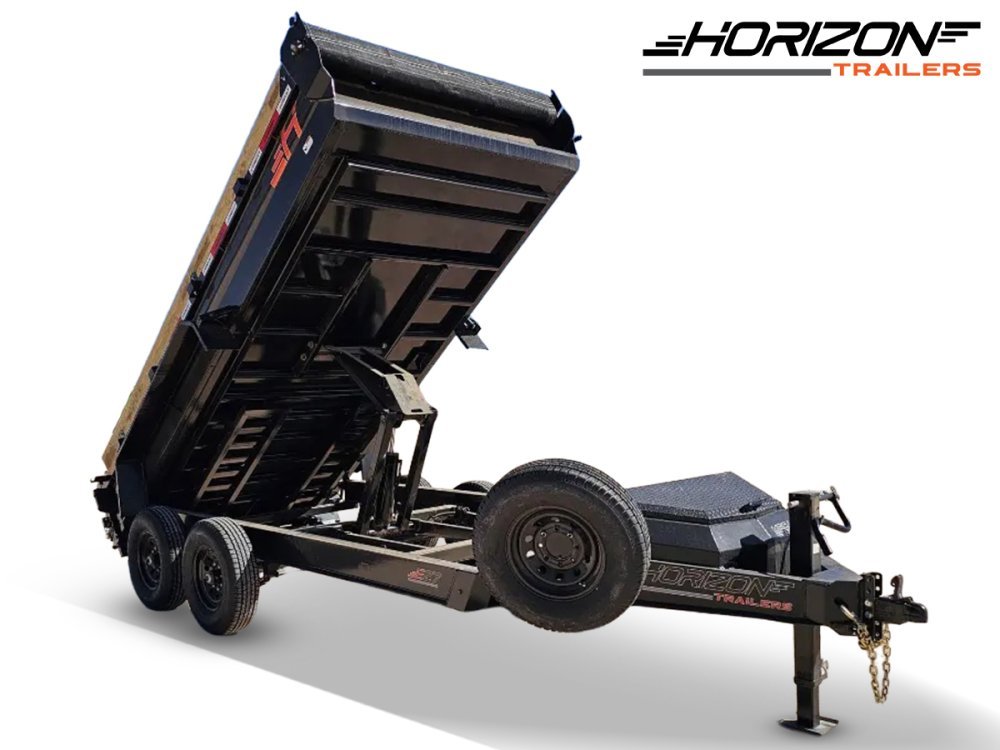 14' Horizon EZ7 Bumper Pull Dump Trailer 19" Sides - (2) 7K Axles