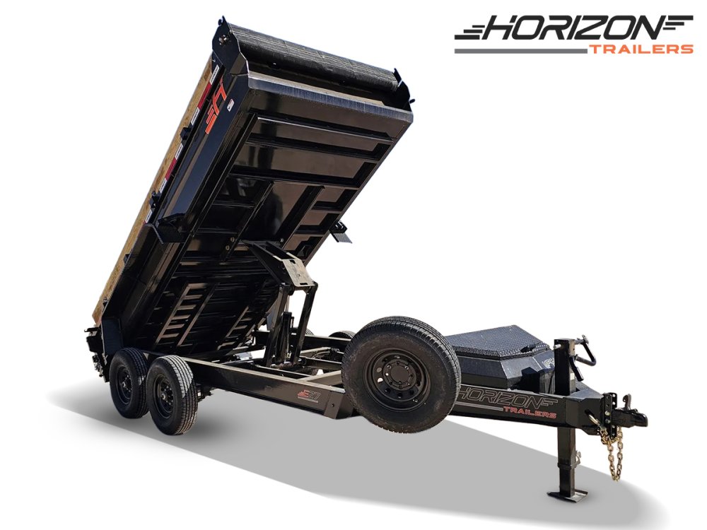 14' Horizon EZ7 Bumper Pull Dump Trailer 19" Sides - (2) 7K Axles