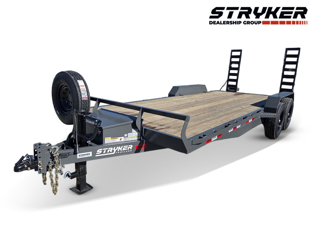 20' Stryker SET Bumper Pull Equipment Trailer Stand Up Ramps - (2) 7K Axles