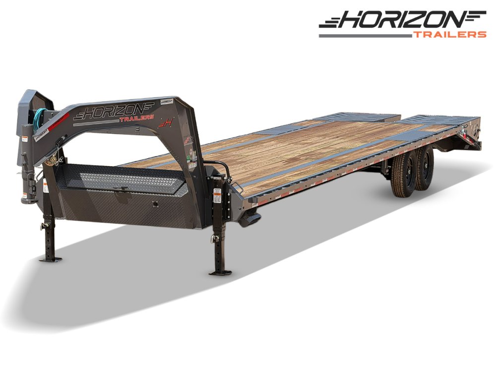 36' Horizon FTZ Gooseneck Hotshot Non-CDL Deckover Trailer Mega Ramps - (2) 7k Axles