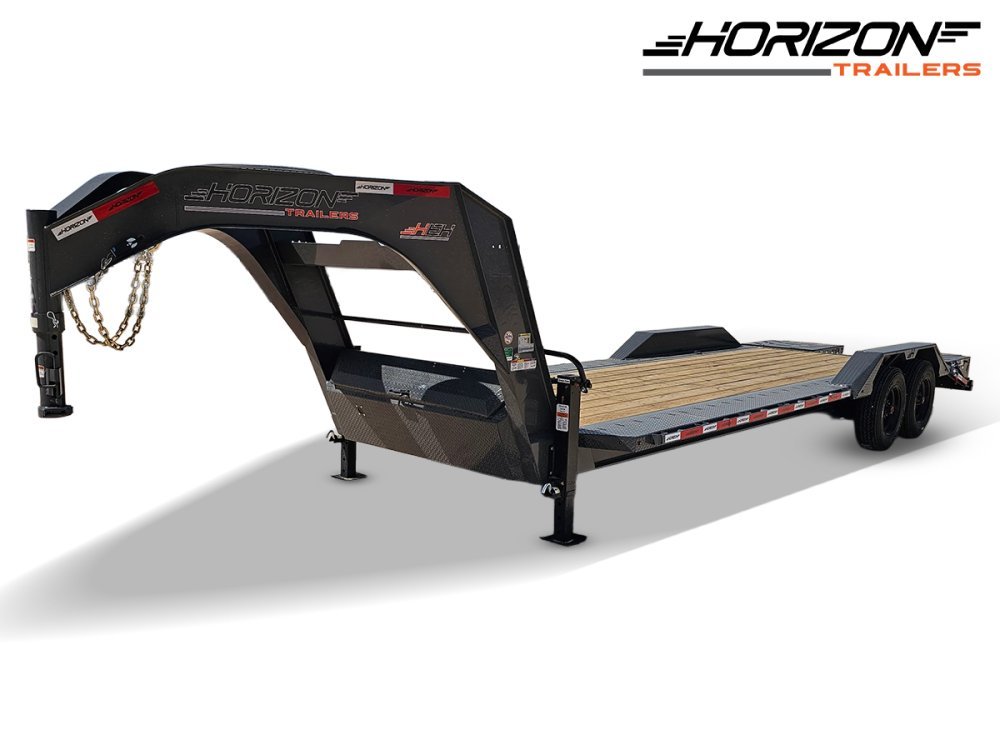 24' HEH Gooseneck Equipment Trailer Drive Over Fenders Mega Ramps - (2) 10K Axles