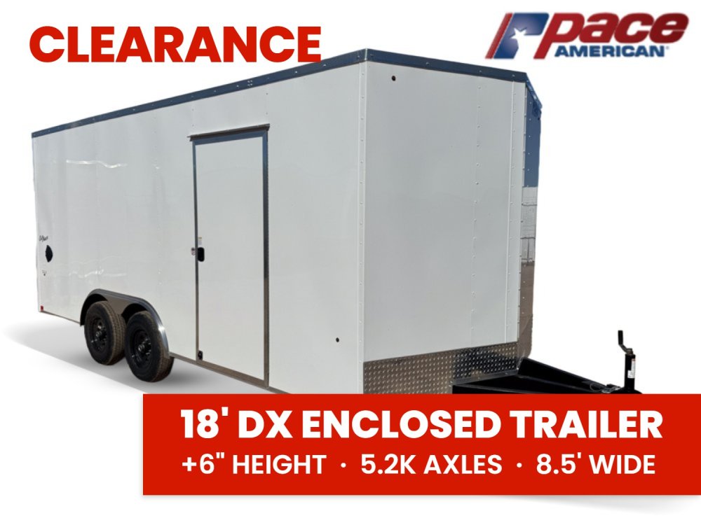 8.5 x 18 Outback DLX Flat Top V Nose Car Hauler - (2) 5200 lbs Axles