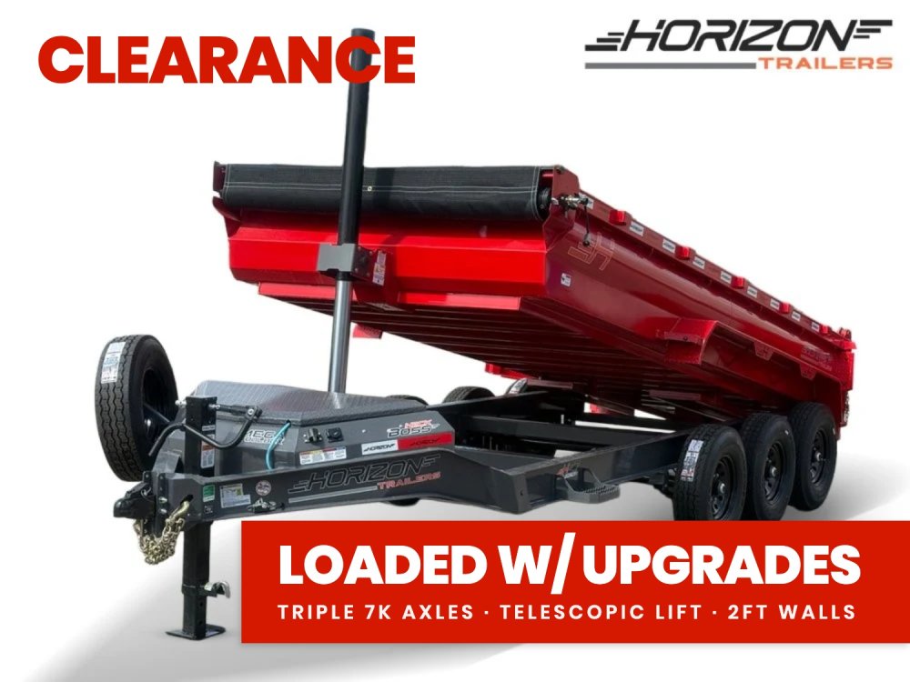 16' Horizon HZ7 Bumper Pull Dump Trailer 24" Side Walls - (3) 7K Axles