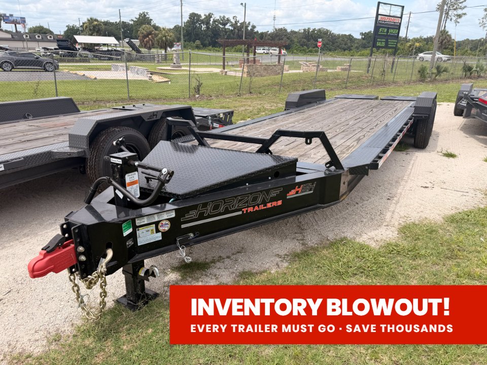 24' HEH Bumper Pull Equipment Trailer Drive Over Fenders Mega Ramps - (2) 10K Axles