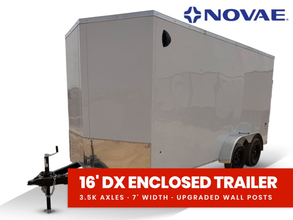 7 x 16 DX 7K Flat Top V Nose Enclosed - (2) 3500 lb Axles