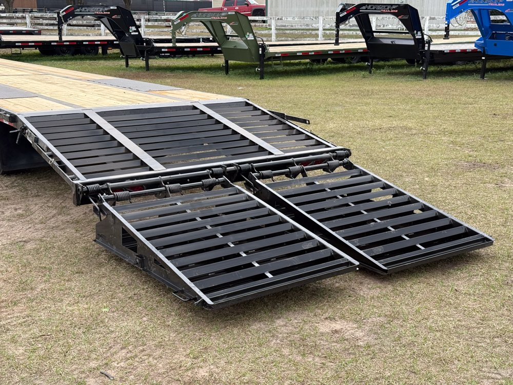 40' Stryker Gooseneck Hotshot Non-CDL Deckover Trailer Mega Ramps - (2) 8K Axles - Gray
