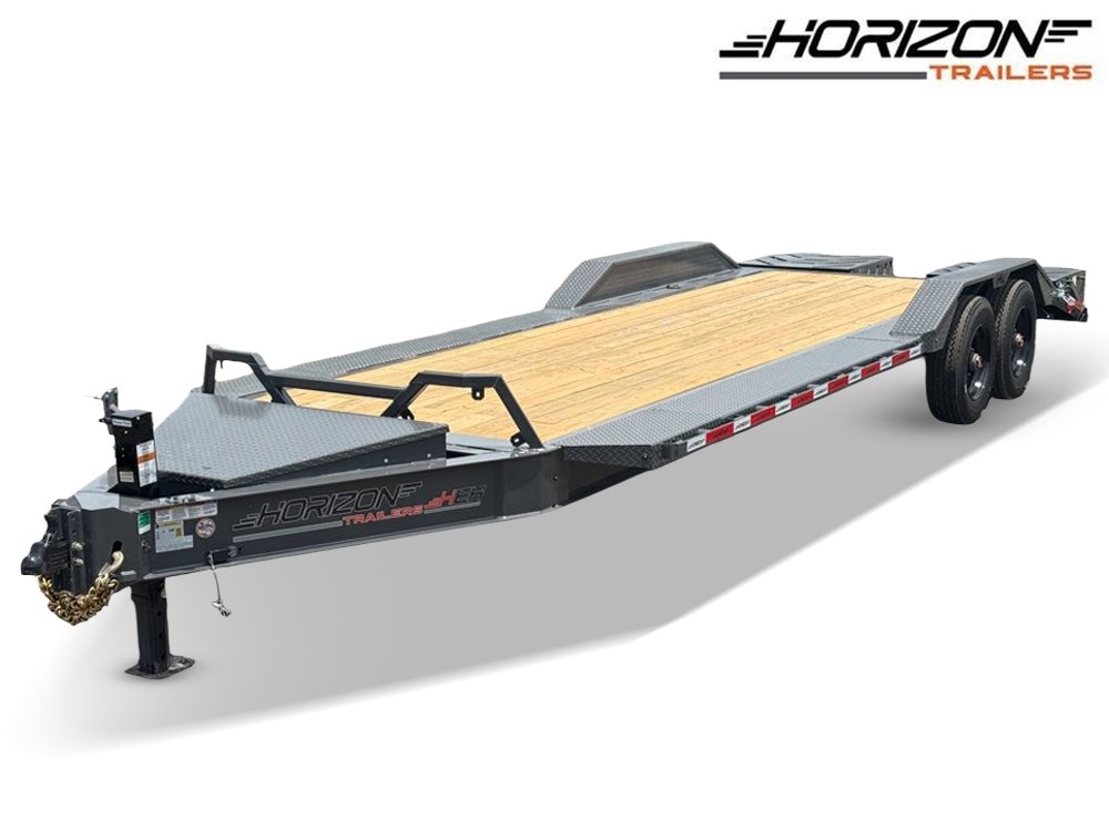 24' HEH Bumper Pull Equipment Trailer (2) 10K Axles, Drive Over Fenders, 3' Dove W/ Mountain Ramps