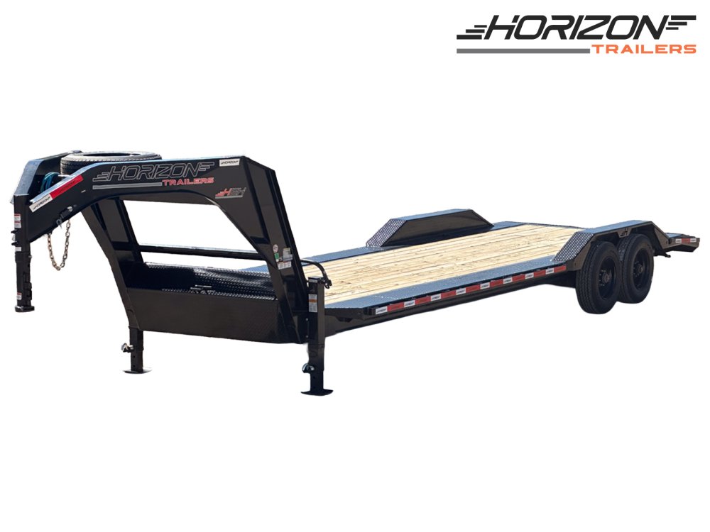 26' HEH Gooseneck Equipment Trailer (2) 10K Axles, Drive Over Fenders, 3' Dove W/ Mountain Ramps