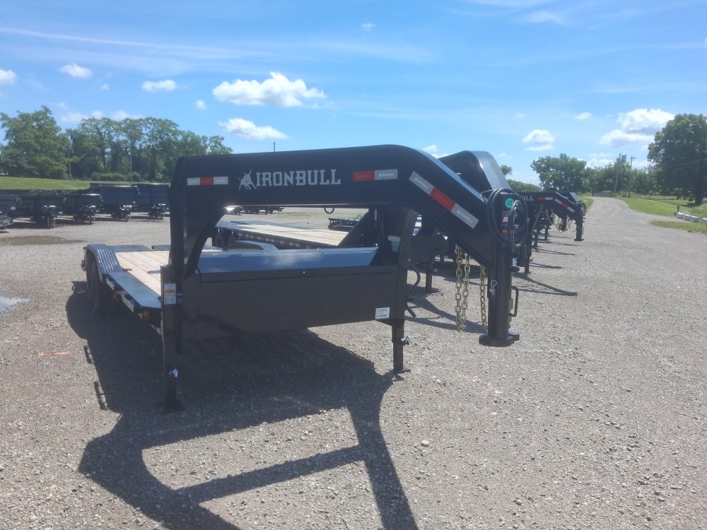 24' Iron Bull ETG Gooseneck Equipment Trailer Mega Ramps Drive Over Fenders - (2) 7,000 lb Axles