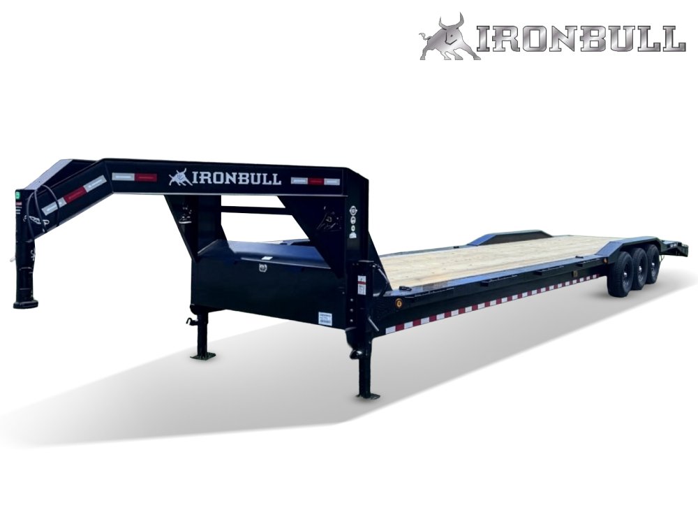 40' Iron Bull ETG Gooseneck Equipment Trailer Mega Ramps Drive Over Fenders - (3) 7,000 lb Axles
